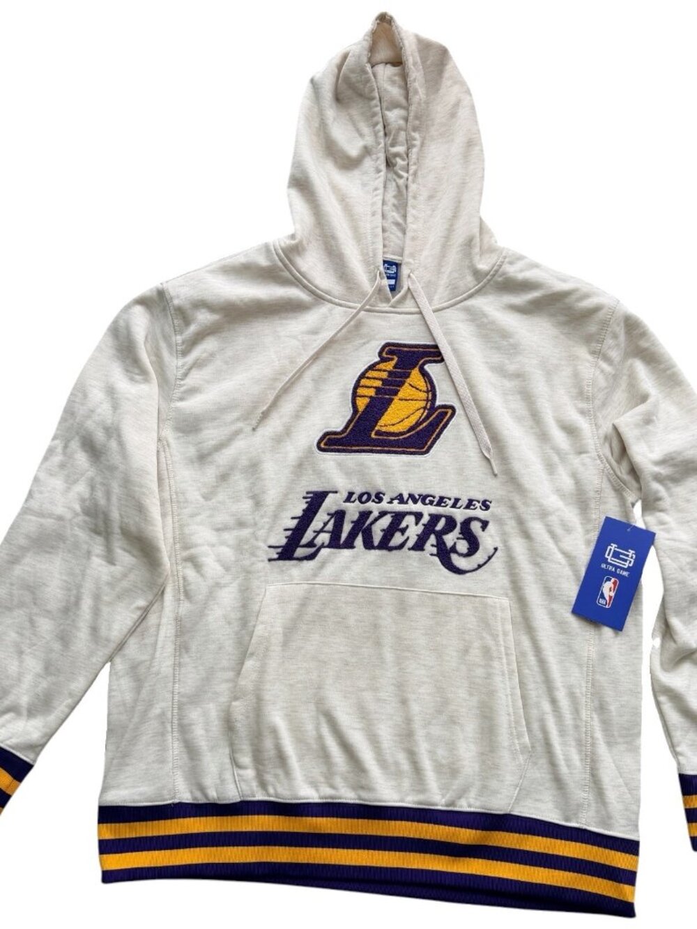 Los Angeles Lakers Hoodie XXLMen’s – Gray with Purple/Yellow Trim – NBA Fan Gear
